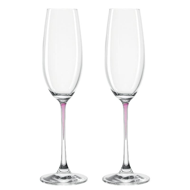 Table et cuisine - Verres  - Flûte à champagne La Perla verre rose violet transparent / Set de 2 - Leonardo - Violet - Verre Teqton®