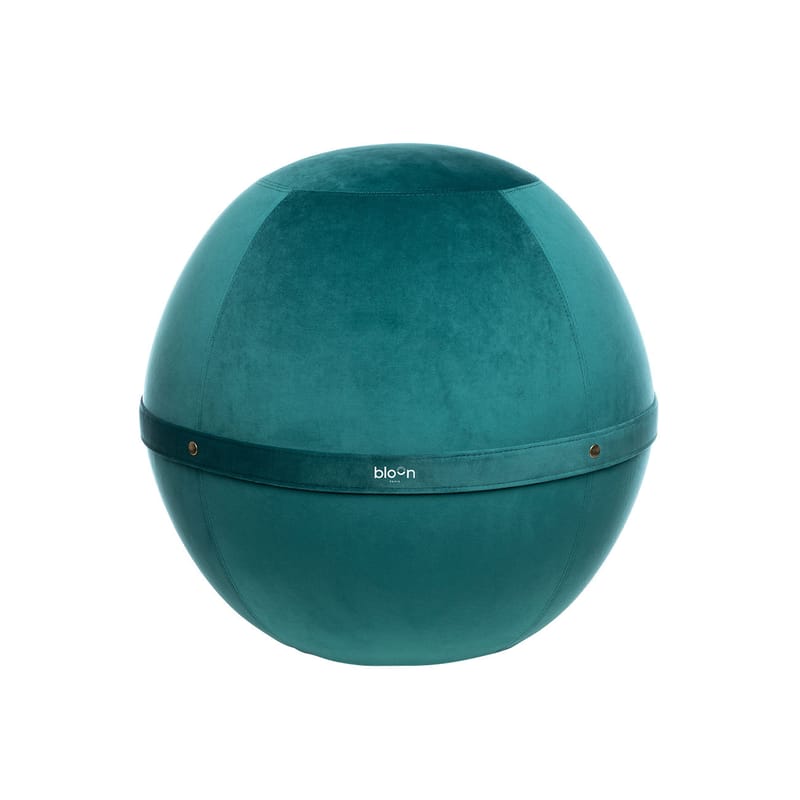Mobilier - Poufs - Pouf Ballon Velvet Regular tissu bleu / Siège ergonomique - Velours - Ø 55 cm - BLOON PARIS - Saphir - PVC, Velours