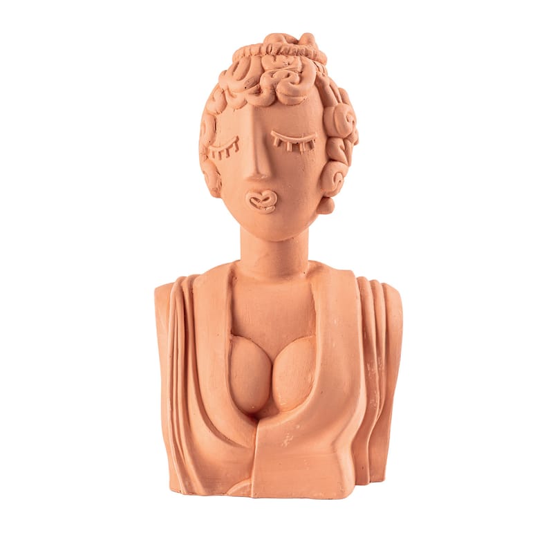 Jardin - Déco et accessoires de jardin - Sculpture Magna Graecia - Bust Poppea céramique orange / H 45 cm - Terre cuite - Seletti - Terracotta - Terre cuite