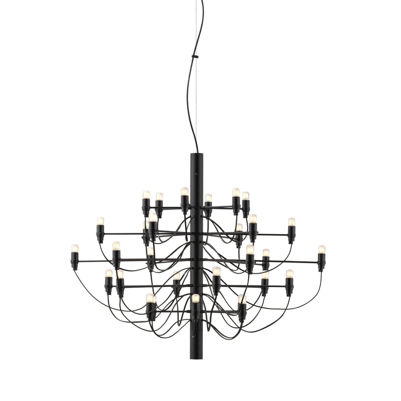 Luminaire - Suspensions - Suspension 2097 métal noir / 30 ampoules dépolies INCLUSES - Ø 88 cm/ Gino Sarfatti, 1958 - Flos - Noir - Fer