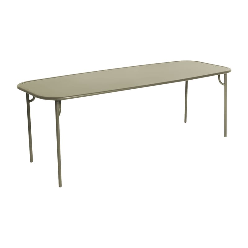 Jardin - Tables de jardin - Table rectangulaire Week-end Full Large métal vert / Plateau plein - 220 x 85 cm / 8 personnes - Petite Friture - Vert Jade - Aluminium