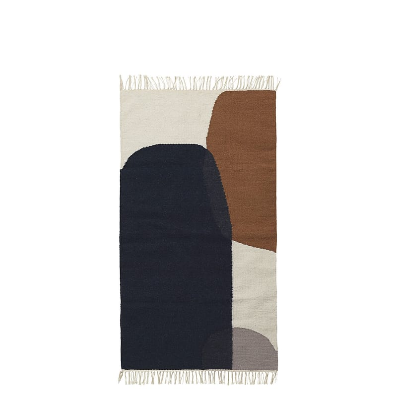 Décoration - Tapis - Tapis Kelim Merge  multicolore / Small - 80 x 140 cm - Ferm Living - 80 x 140 cm / Bleu & marron - Coton, Laine