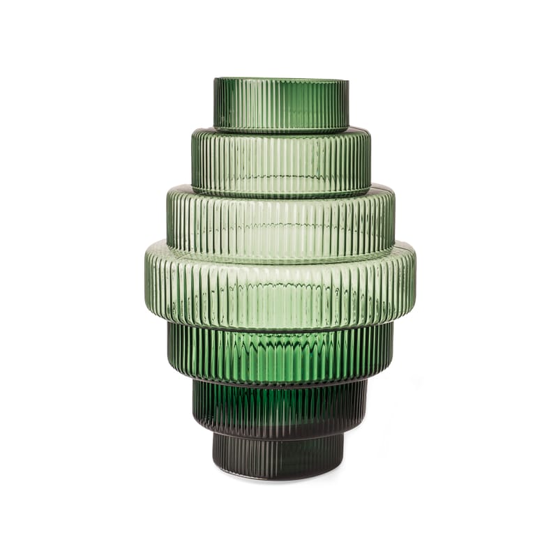 Décoration - Boîtes déco - Vase Steps Large verre vert / Ø 35 x H 50 cm - soufflé bouche - Pols Potten - Vert - Verre soufflé bouche