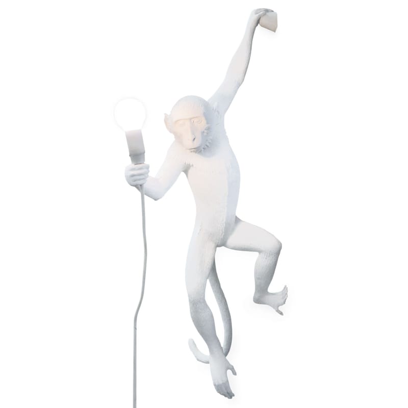 Lighting - Wall Lights - Monkey Hanging Wall light with plug plastic material white / Indoor - H 76.5 cm - Seletti - White - Resin