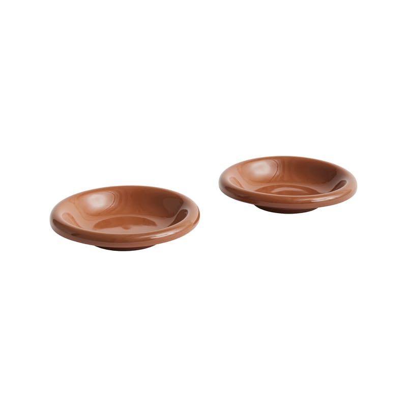 Table et cuisine - Saladiers, coupes et bols - Bol Barro céramique marron / Ø 20 x H 4 cm - Set de 2 - Hay - Terracotta - Grès