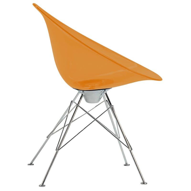 Mobilier - Chaises, fauteuils de salle à manger - Fauteuil Ero/S/ plastique orange - Kartell - Orange transparent - Acier chromé, Polycarbonate