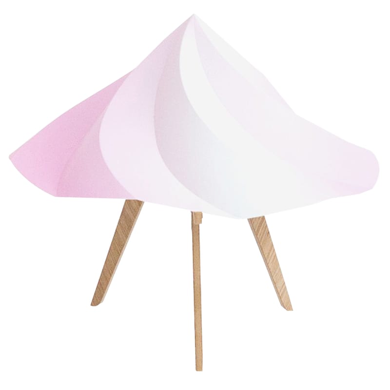 Luminaire - Lampes de table - Lampe de table Chantilly Small plastique bois rose / H 28 cm - Moustache - Rose - Multiplis de chêne, Polypropylène recyclé