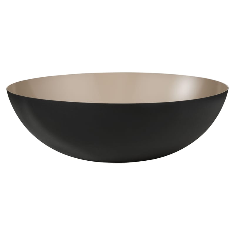 Table et cuisine - Saladiers, coupes et bols - Saladier Krenit métal beige / Ø 38 x H 12 cm - Normann Copenhagen - Noir / Intérieur sable - Acier