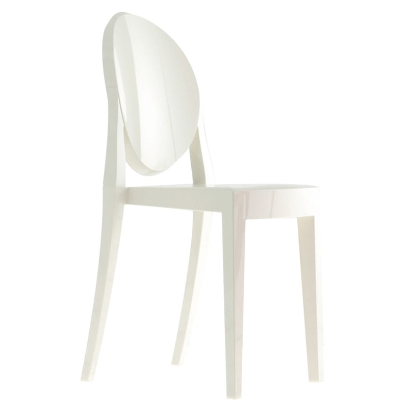 Möbel - Stühle  - Stapelbarer Stuhl Victoria Ghost plastikmaterial weiß Opak-Ausführung - Kartell - Opakweiß - Polycarbonat 2.0