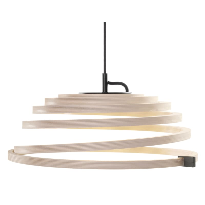 Luminaire - Suspensions - Suspension Aspiro bois naturel LED / Ø 50 cm - Secto Design - Bouleau naturel / Câble noir - Bouleau massif, Textile
