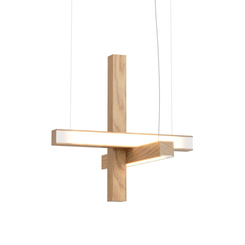 Luminaire - Suspensions - Suspension Led40 Cross bois naturel / L 40 cm - Tunto - Chêne - Chêne massif huilé, Polypropylène