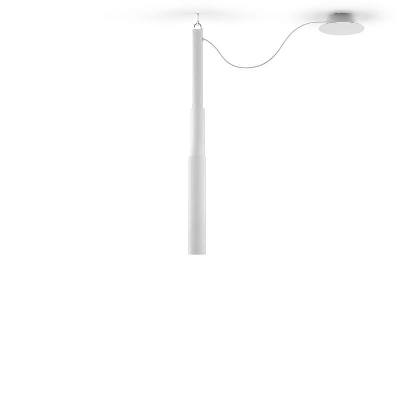 Luminaire - Suspensions - Suspension Micro Telescopic métal blanc / Tube télescopique - H 94/165 cm - Pallucco - Blanc - Aluminium