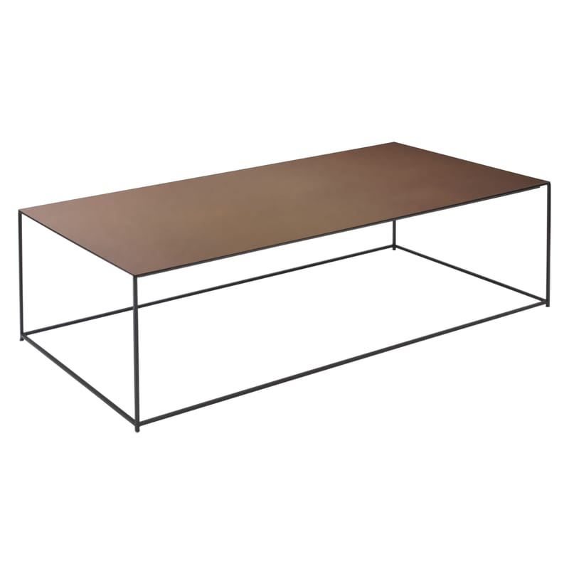 Mobilier - Tables basses - Table basse Slim Irony marron noir métal / 124 x 62 x H 34 cm - Zeus - Métal Rouille / Pied noir cuivré - Acier peint