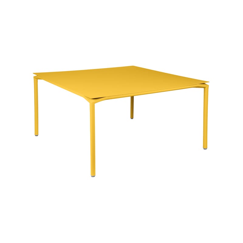 Jardin - Tables de jardin - Table carrée Calvi métal jaune / 140 x 140 cm - Aluminium / 8 personnes - Fermob - Miel - Aluminium