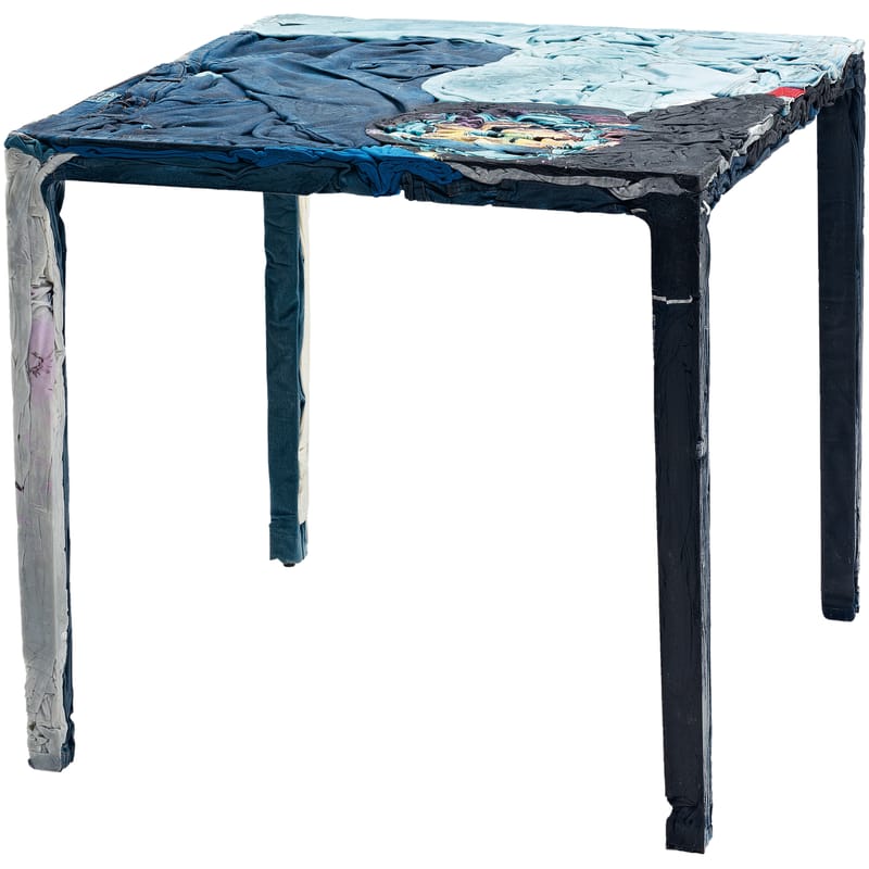 Mobilier - Tables - Table carrée Rememberme tissu bleu / En jeans recyclés - Casamania - Table tons bleus - Jeans recyclés