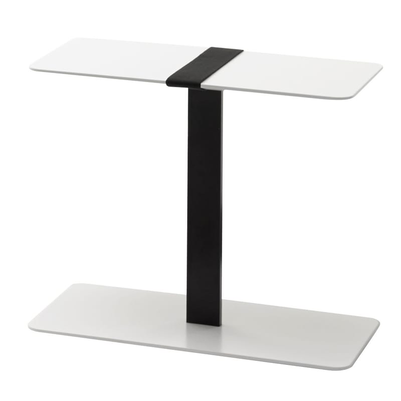 Mobilier - Tables basses - Table d\'appoint Serra métal bois blanc - Viccarbe - Blanc / Sangle noire - Acier laqué, MDF laqué, Tissu