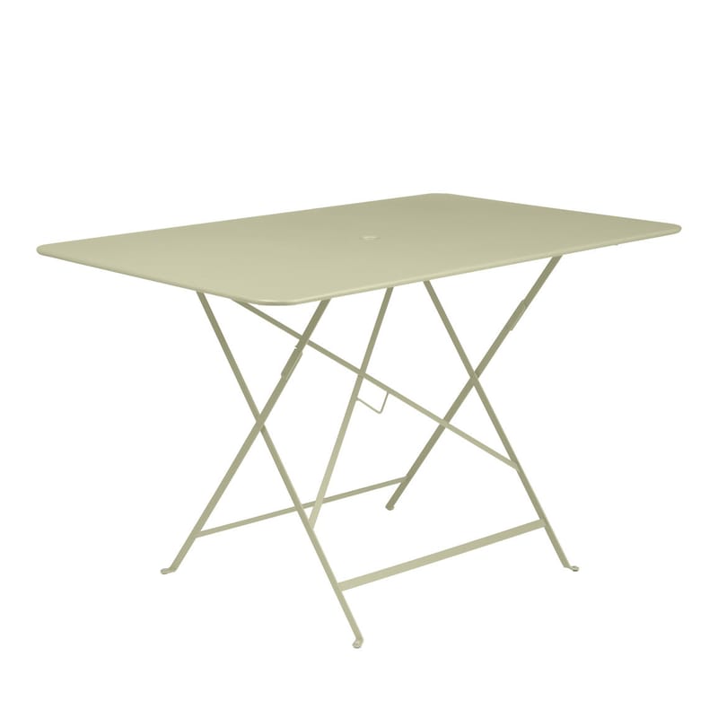 Jardin - Tables de jardin - Table pliante Bistro métal vert / 117 x 77 cm - 6 personnes - Trou parasol - Fermob - Tilleul - Acier peint