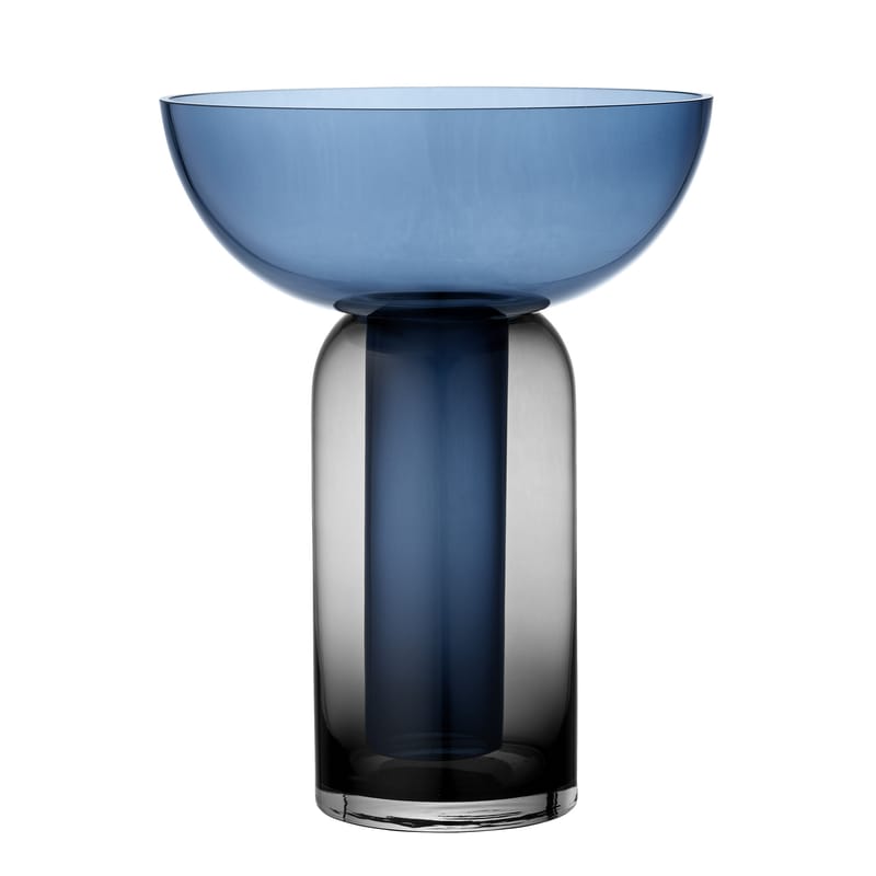 Décoration - Vases - Vase Torus Large verre bleu / H 35 cm - AYTM - Bleu nuit / Noir - Verre