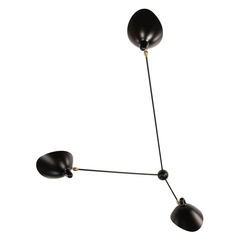 Luminaire - Appliques - Applique Araignée métal noir / 3 bras fixes - 1955 - Serge Mouille - Noir - Laiton, Métal laqué
