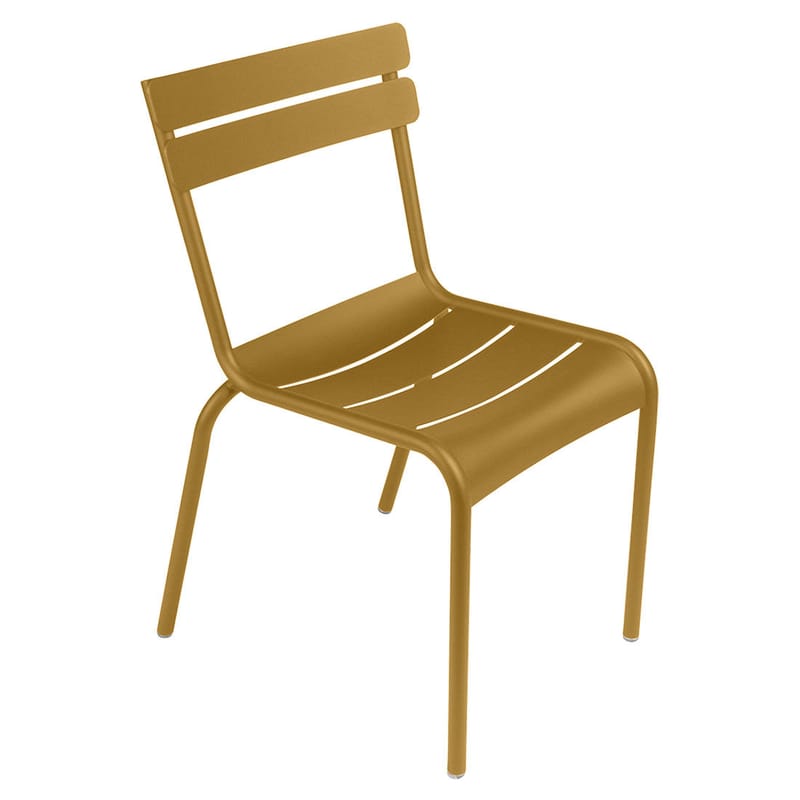 Mobilier - Chaises, fauteuils de salle à manger - Chaise empilable Luxembourg métal jaune / Aluminium - Fermob - Pain d\'épices - Aluminium