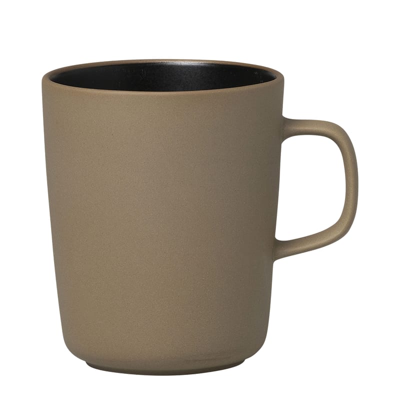 Table et cuisine - Tasses et mugs - Mug Oiva céramique beige / 25 cl - Marimekko - Oiva / Beige Terre & noir - Grès