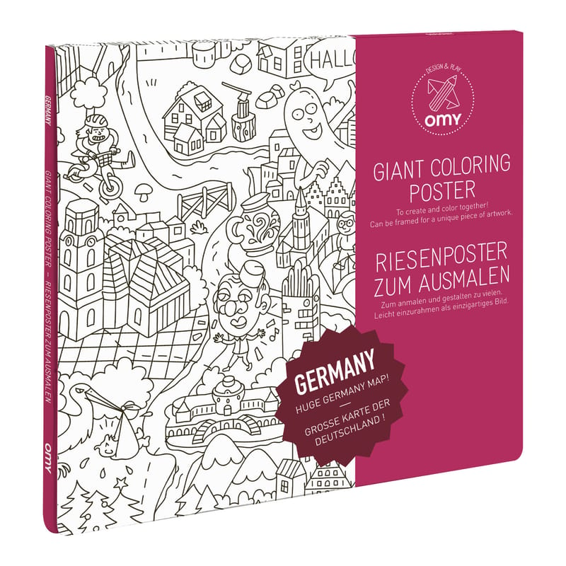 Décoration - Pour les enfants - Poster à colorier Allemagne papier blanc noir / 100 x 70 cm - OMY Design & Play - Allemagne - Papier recyclé