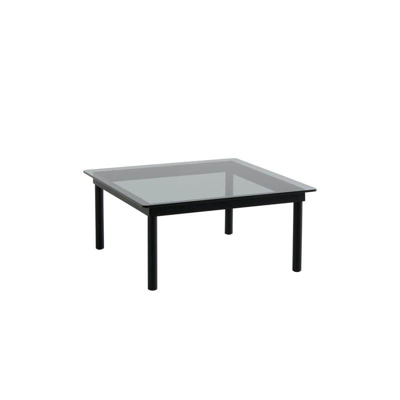 Mobilier - Tables basses - Table basse Kofi verre noir / 80 x 80 cm - Hay - Noir / Verre gris - Chêne massif laqué, Verre trempé teinté
