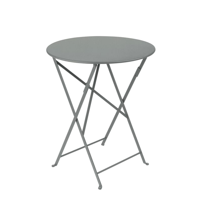 Jardin - Tables de jardin - Table pliante Bistro métal gris / Ø 60 cm - 2 personnes - Fermob - Gris lapilli - Acier laqué