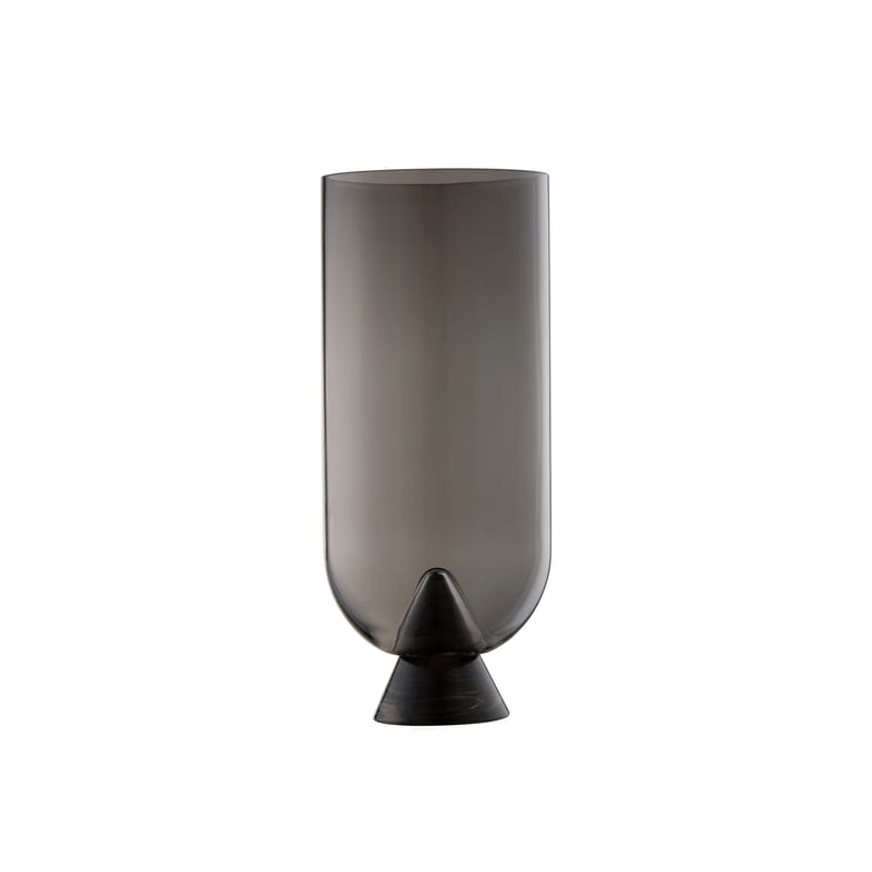Décoration - Vases - Vase Glacies Large verre noir / Ø 12,6 x H 29 cm - AYTM - Noir & fumé - Verre
