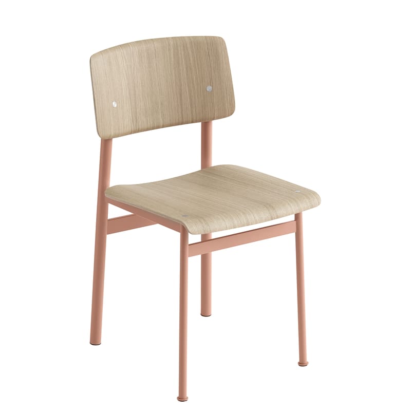 Mobilier - Chaises, fauteuils de salle à manger - Chaise Loft rose bois naturel - Muuto - Rose poudré / Chêne - Acier laqué époxy, Contreplaqué de chêne