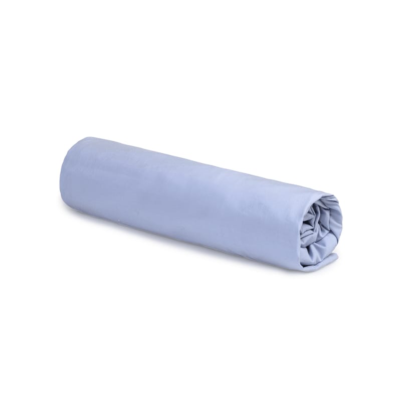 Décoration - Textile - Drap-housse 180 x 200 cm  tissu bleu / Percale lavée - Au Printemps Paris - 180 x 200 cm / Bleu ciel - Percale de coton lavée