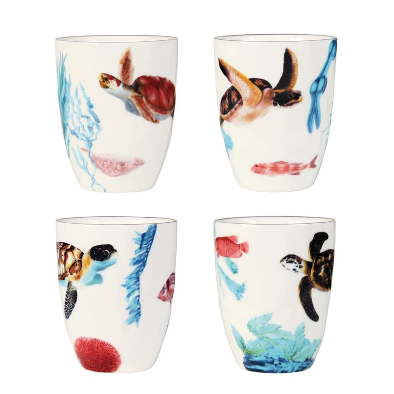 Table et cuisine - Tasses et mugs - Mug Océan céramique multicolore / Set de 4 - Porcelaine - & klevering - Océan / Multicolore - Porcelaine fine