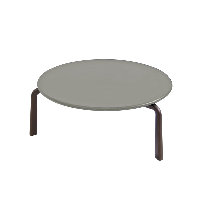 Mobilier - Tables basses - Table basse Cross Small marron gris métal / Ø 70 cm - Emu - Gris / Pieds marron d\'Inde - Acier verni