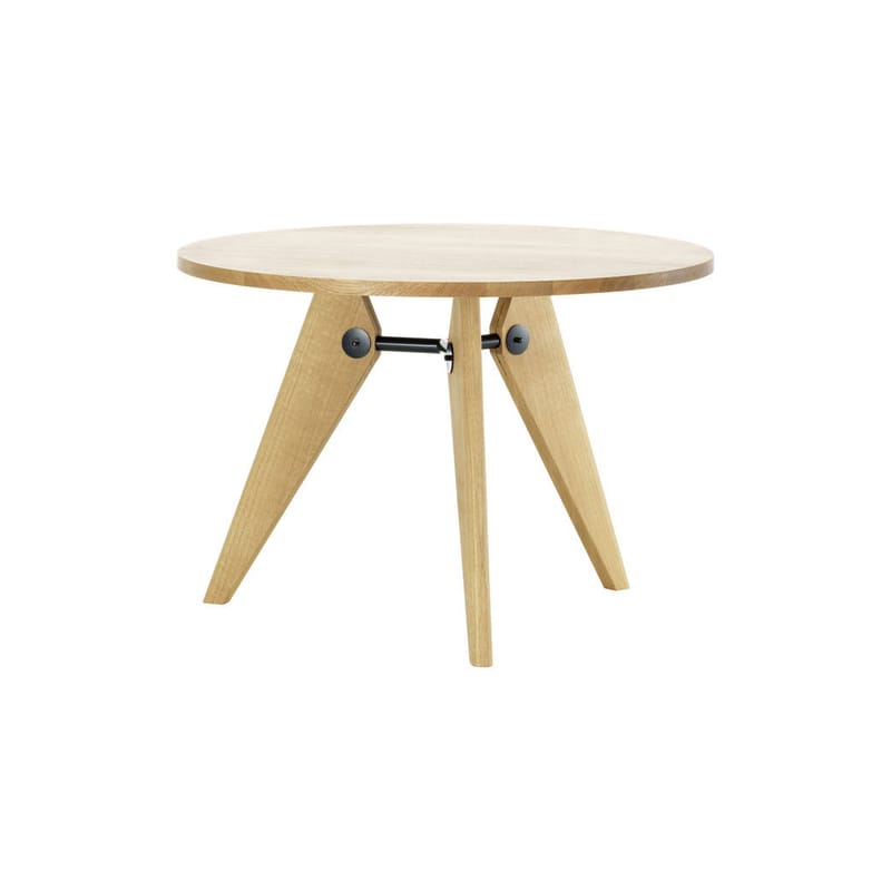 Mobilier - Tables - Table ronde Guéridon bois naturel / Ø 105 x H 74 - By Jean Prouvé, 1949 - Vitra - Chêne naturel - Acier laqué époxy, Chêne massif