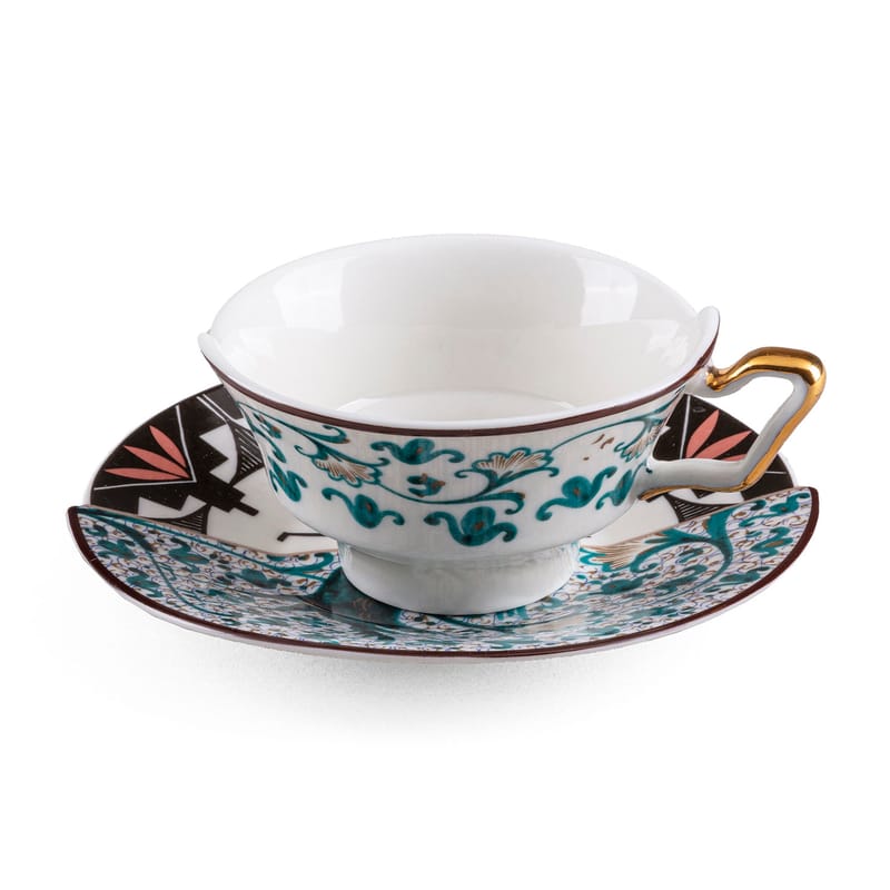 Table et cuisine - Tasses et mugs - Tasse à thé Hybrid Aspero céramique multicolore / Set tasse + soucoupe - Seletti - Aspero - Porcelaine