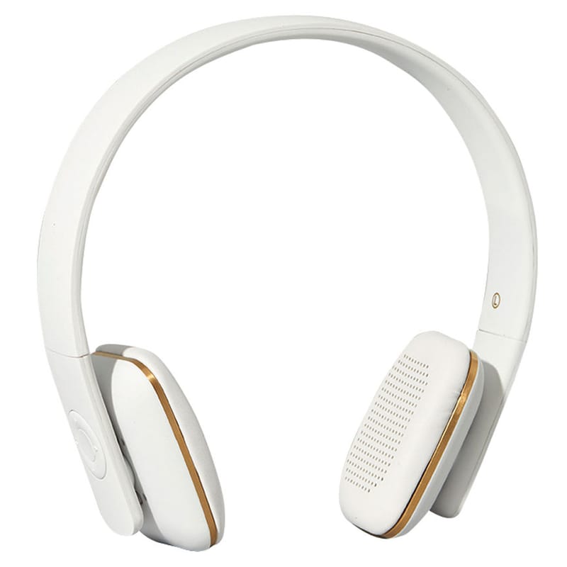 Décoration - High Tech - Casque Bluetooth A.HEAD cuir plastique blanc / Sans fil - Kreafunk - Blanc / Or - Cuir, Matière plastique