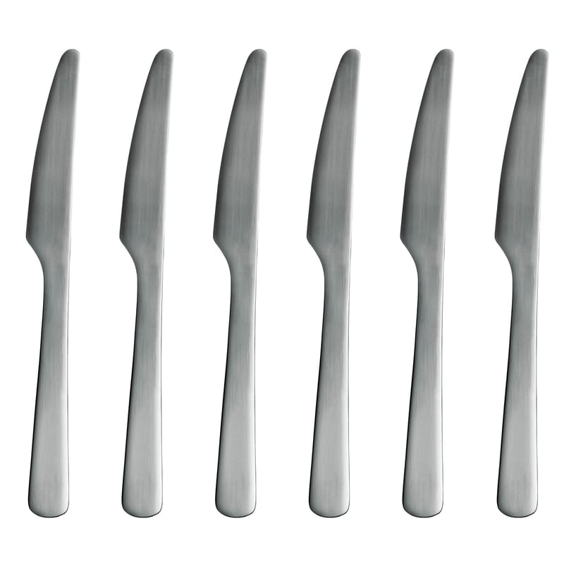 Table et cuisine - Couverts - Couteau de table Normann métal / Lot de 6 - Normann Copenhagen - Acier mat - Acier