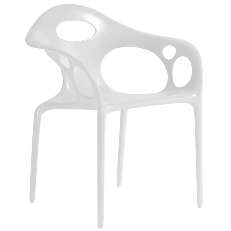Mobilier - Chaises, fauteuils de salle à manger - Fauteuil empilable Supernatural plastique blanc - Moroso - Blanc - Fibre de verre, Polypropylène