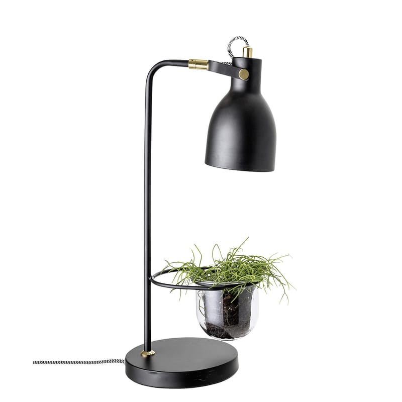 Luminaire - Lampes de table - Lampe de table  métal noir / Avec pot de fleurs - Ø 18 cm - Bloomingville - Noir - Métal, Verre
