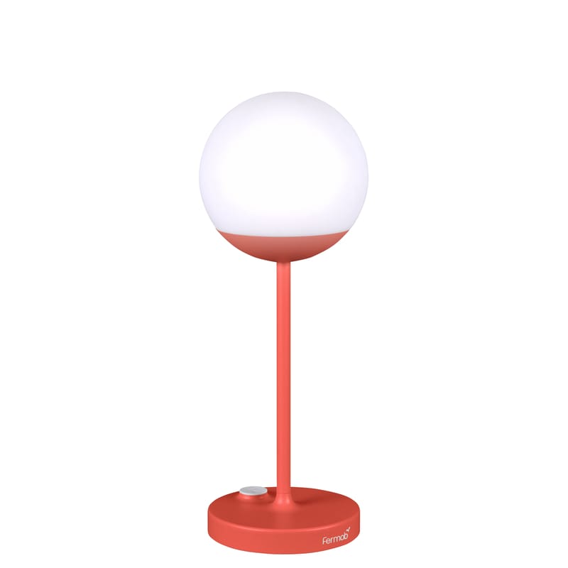 Luminaire - Luminaires d\'extérieur - Lampe extérieur sans fil rechargeable Mooon! LED métal plastique rouge orange / H 41 cm - USB - Fermob - Capucine - Aluminium, Polyéthylène
