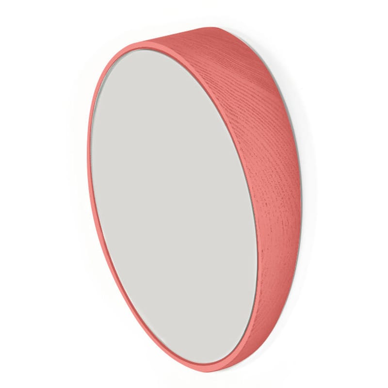 Decoration - Mirrors - Odilon Small Mirror glass wood pink Ø 25 cm - Hartô - Coral - Mirror, Oak