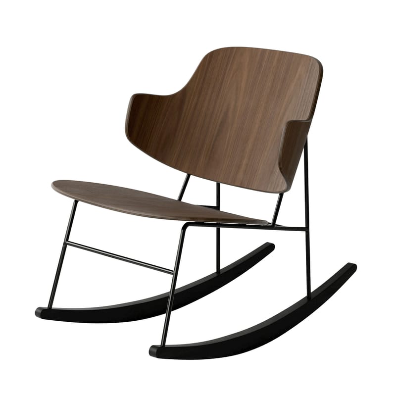 Mobilier - Fauteuils - Rocking chair The Penguin (1953) bois naturel - Audo Copenhagen - Noyer / Noir - Acier, Placage de noyer