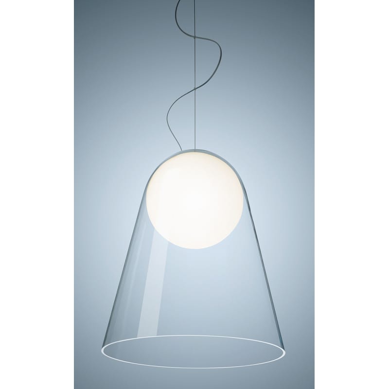 Luminaire - Suspensions - Suspension Satellight verre blanc transparent LED / soufflé bouche - Foscarini - Transparent / Sphère blanche - Verre soufflé bouche
