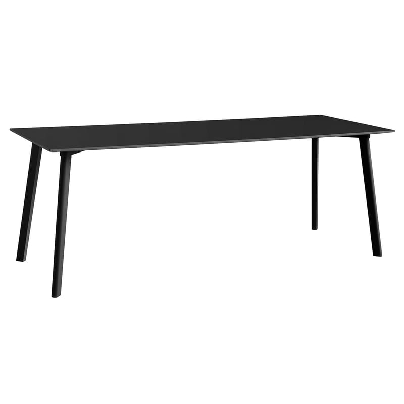 Mobilier - Tables - Table rectangulaire Copenhague CPH DEUX 210 / Laminé - 200 x 75 cm - Hay - Noir (laminé) / Pied noir - Hêtre massif, Stratifié recouvert de laminé plastique