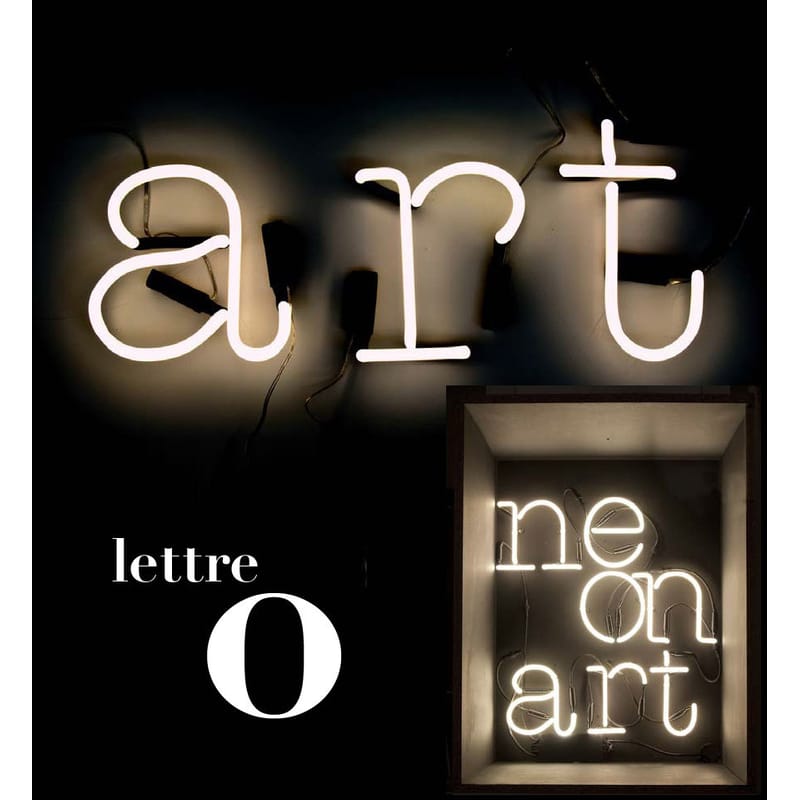 Lighting - Wall Lights - Neon Art Wall light with plug glass white Letter O - Seletti - White / Black cable - Glass