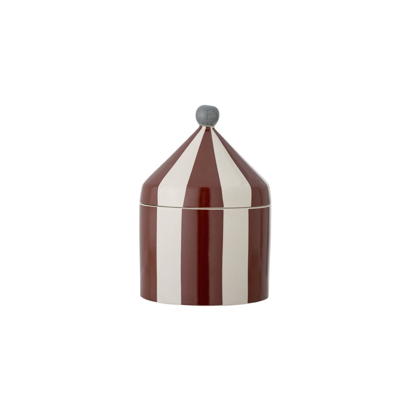 Décoration - Pour les enfants - Boîte Cimmi céramique rouge blanc / Ø 15,5 x H 26 cm - Bloomingville - Rouge & blanc - Grès