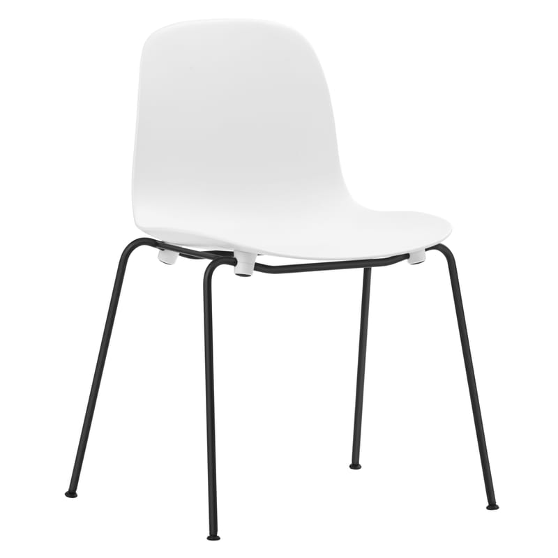 Mobilier - Chaises, fauteuils de salle à manger - Chaise empilable Form plastique blanc / 4 pieds métal - Normann Copenhagen - Blanc - Acier laqué, Polypropylène