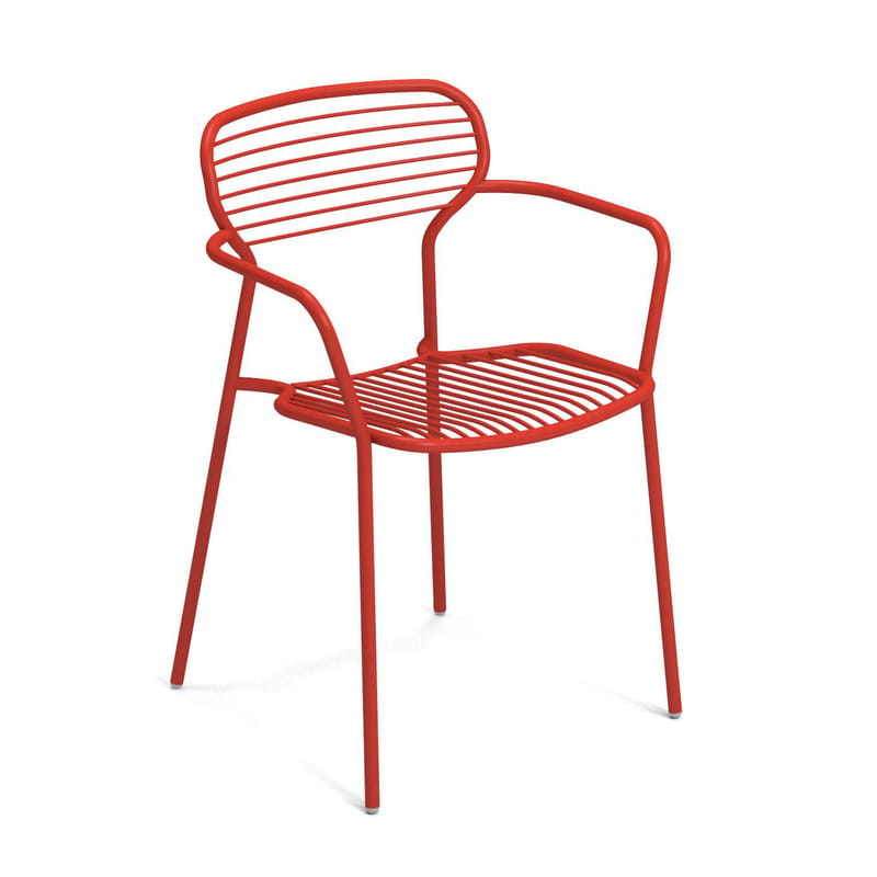 Mobilier - Chaises, fauteuils de salle à manger - Fauteuil empilable Apero métal rouge - Emu - Rouge - Acier verni