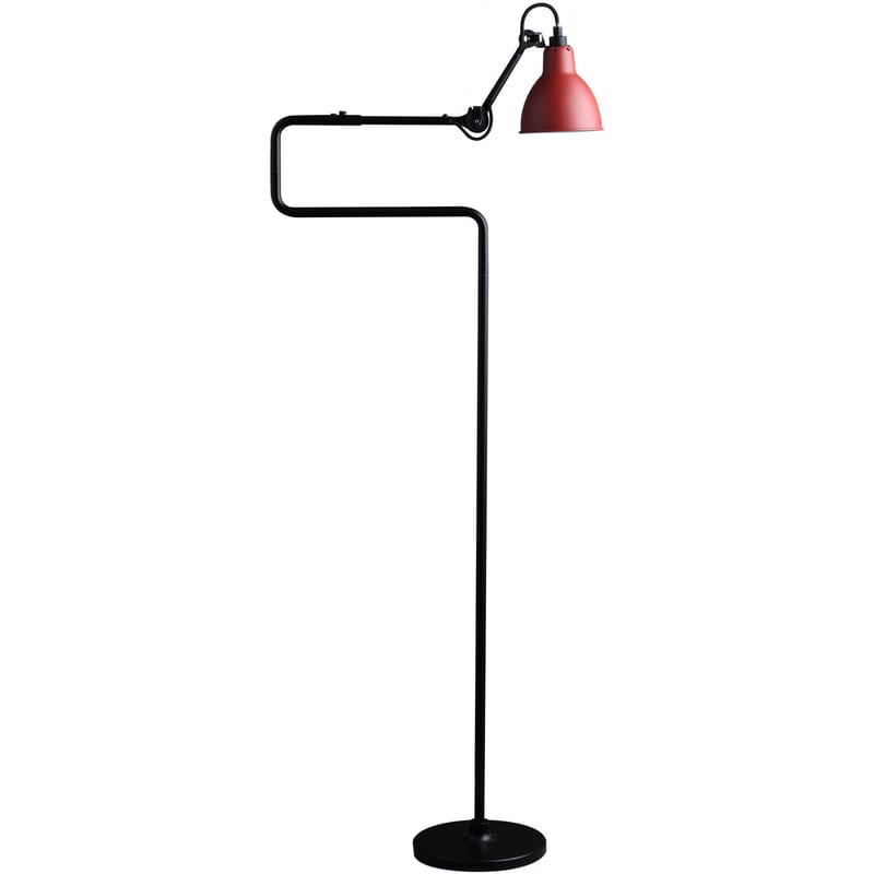 Luminaire - Lampadaires - Liseuse N°411 métal rouge / H 138 cm - Lampe Gras - DCW éditions - Abat-jour rouge / Structure noire - Acier