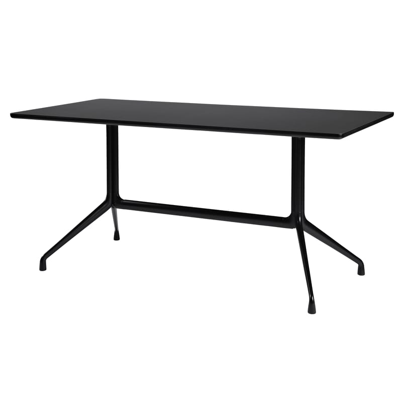 Furniture - Office Furniture - About a Table Rectangular table plastic material black 180 x 90 cm - Hay - Black - Cast aluminium, Varnished linoleum
